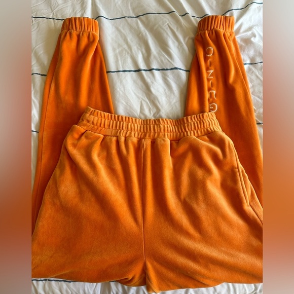 Danielle Guizio ‘Guizio PT2’ Velour Joggers in Orange - Picture 4 of 11